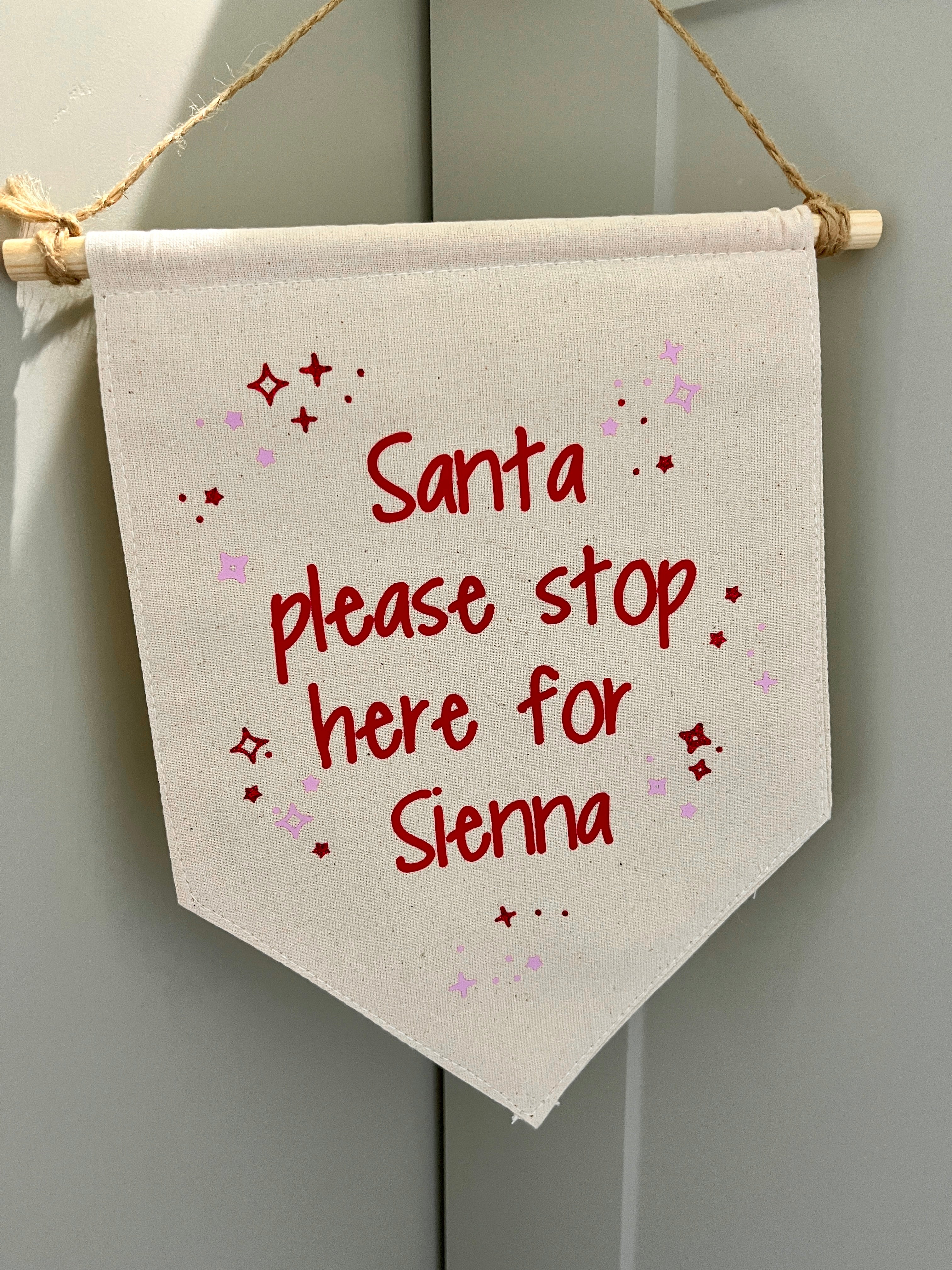 Santa Stop Here Personalised Christmas Flag