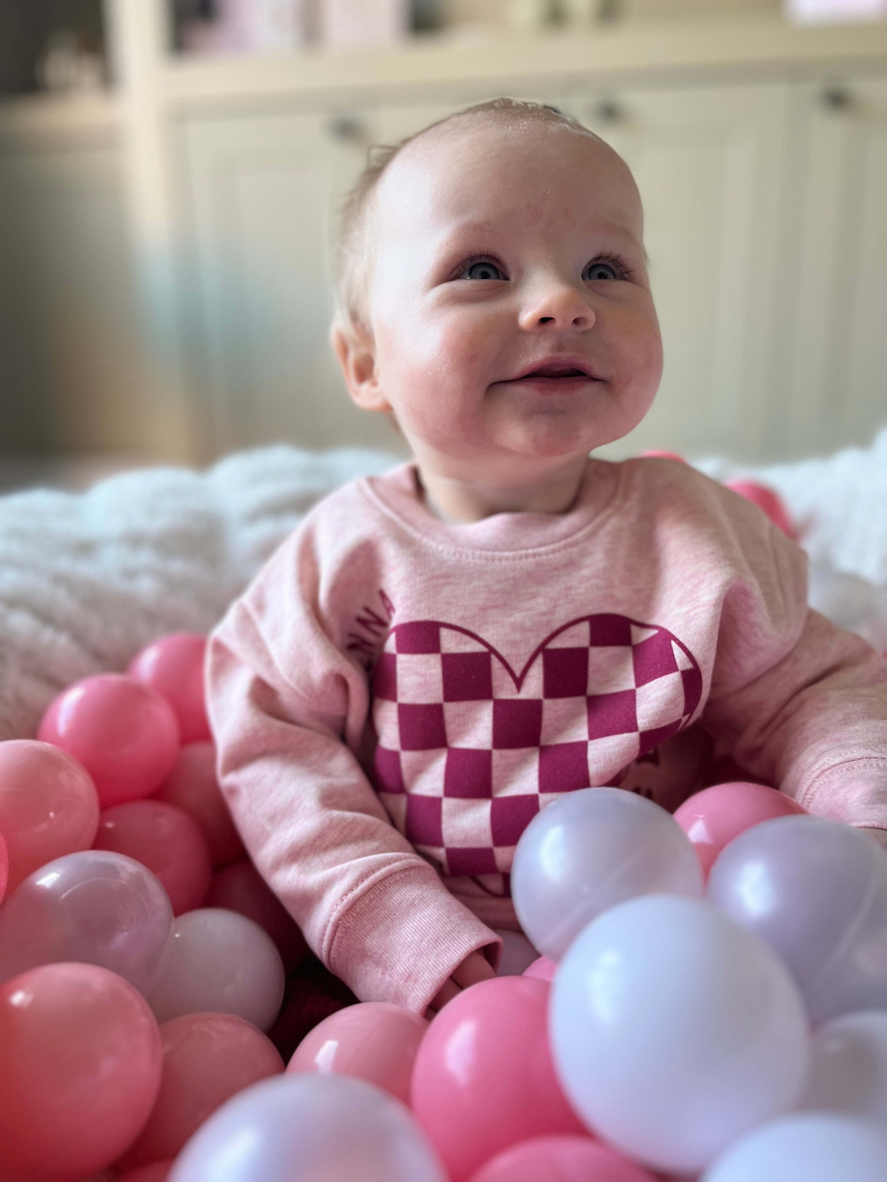 Kids Personalised Check Heart Jumper