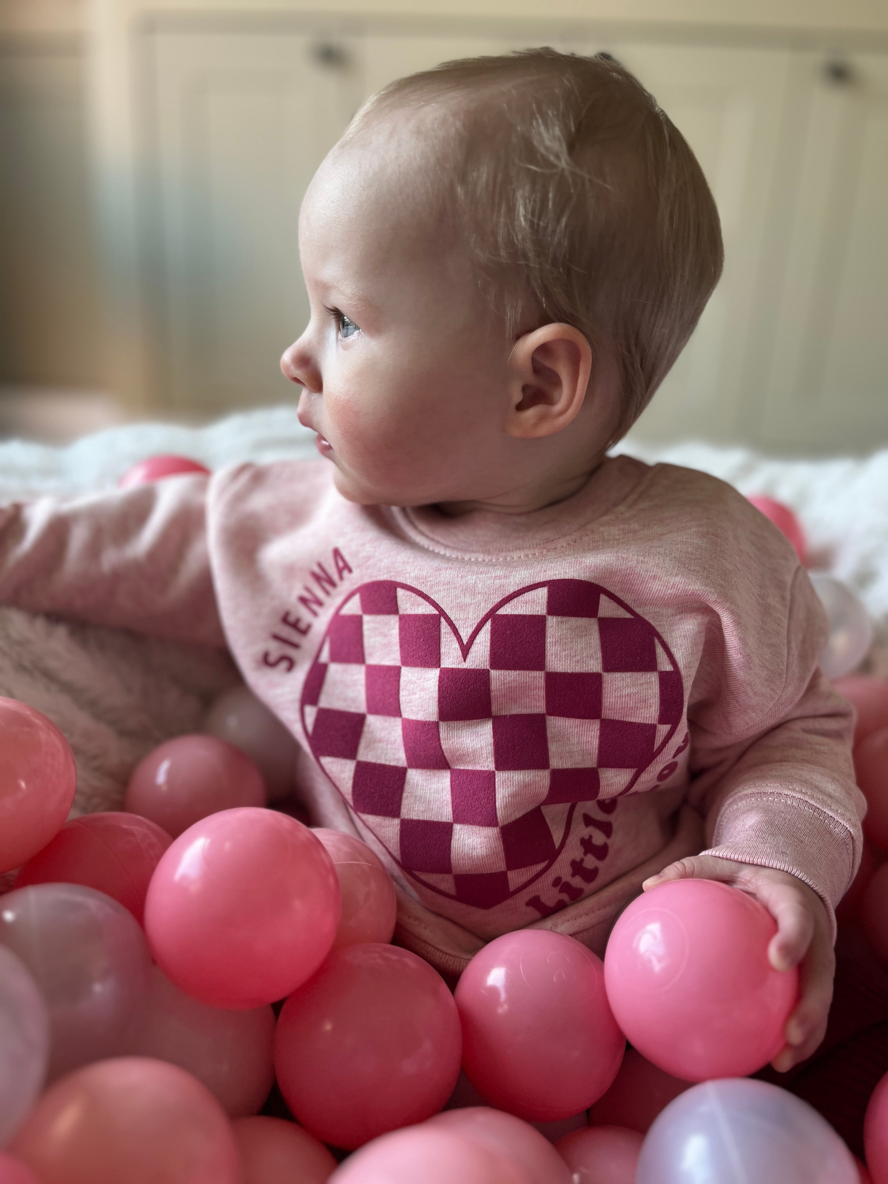 Kids Personalised Check Heart Jumper