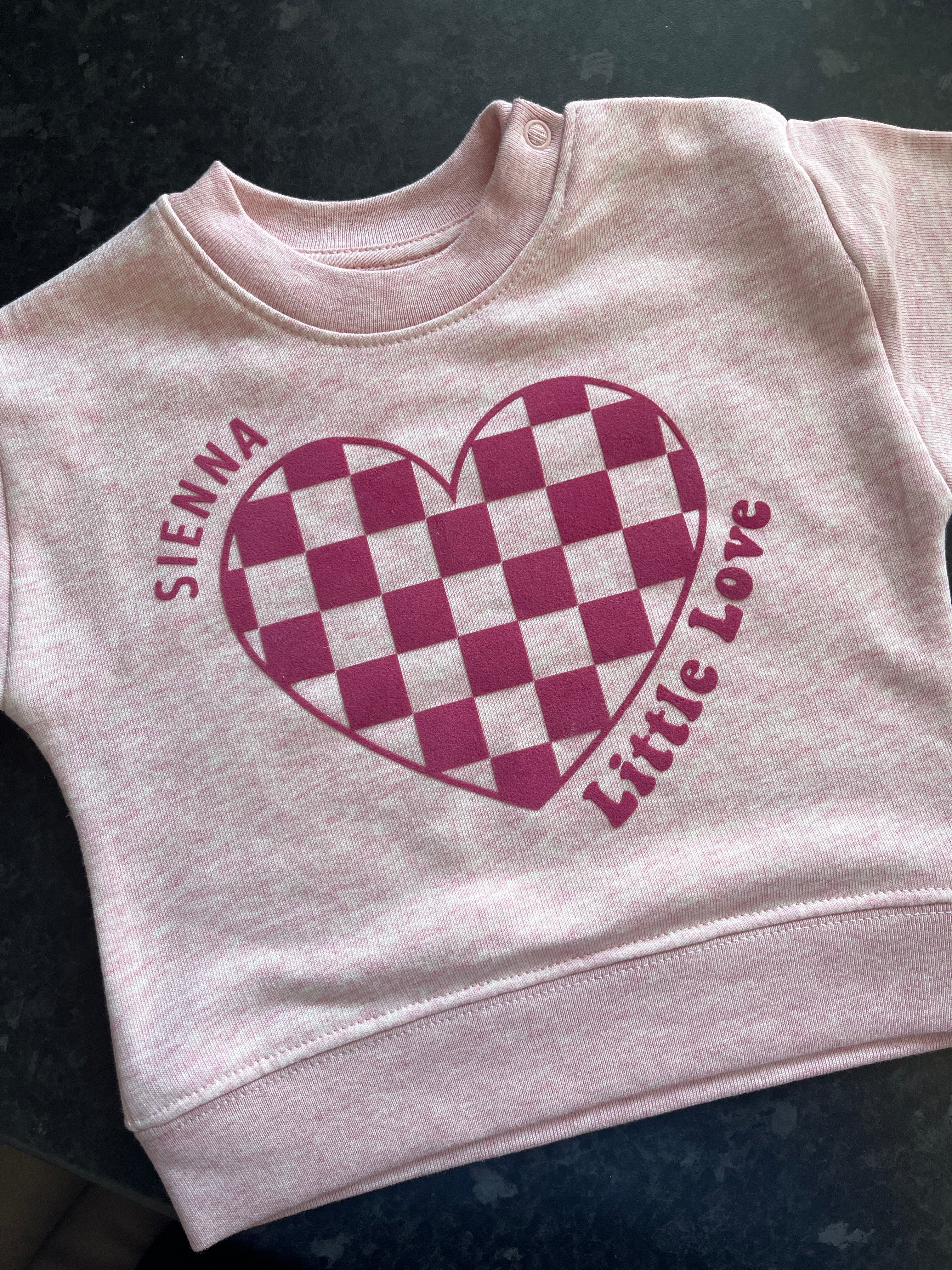 Kids Personalised Check Heart Jumper