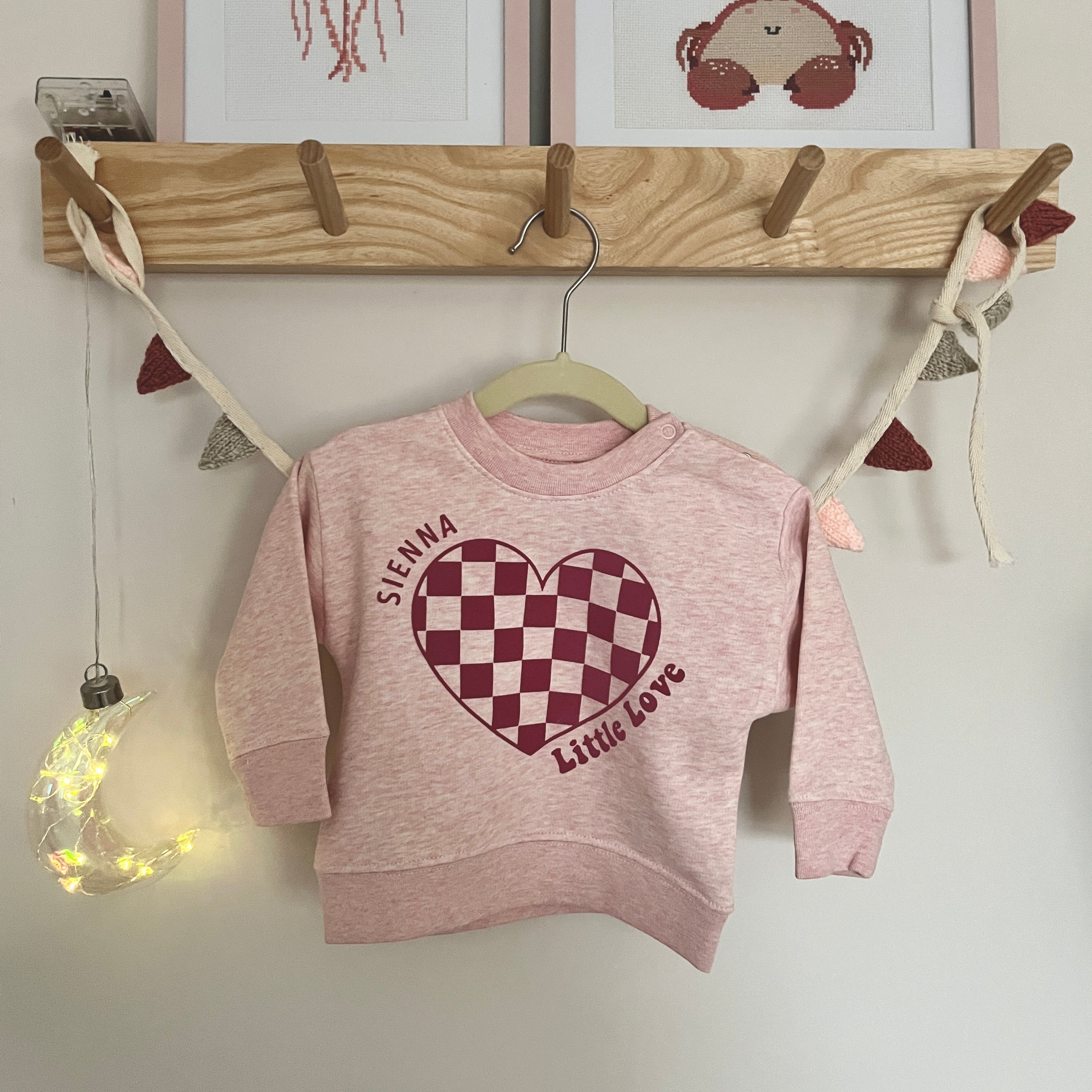 Kids Personalised Check Heart Jumper