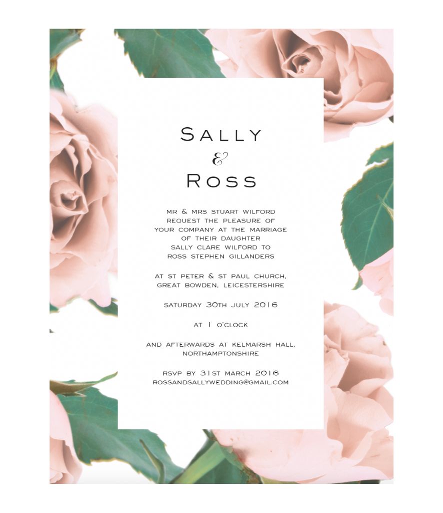 Wedding Invite Designs for Sally & Ross, Northamptonshire