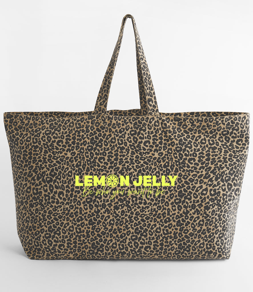Leopard Print Lemon Jelly Oversized Tote Bag