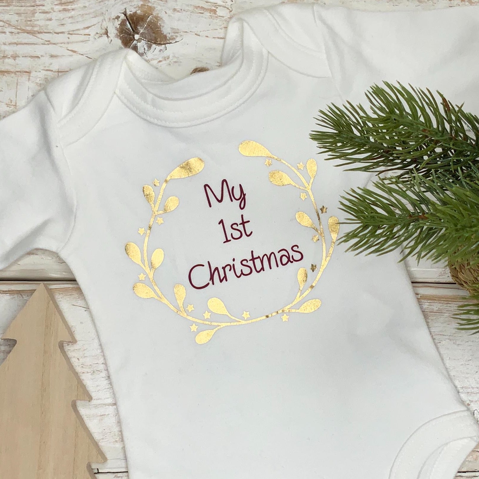 My 1st Christmas Long Sleeve Bodysuit White