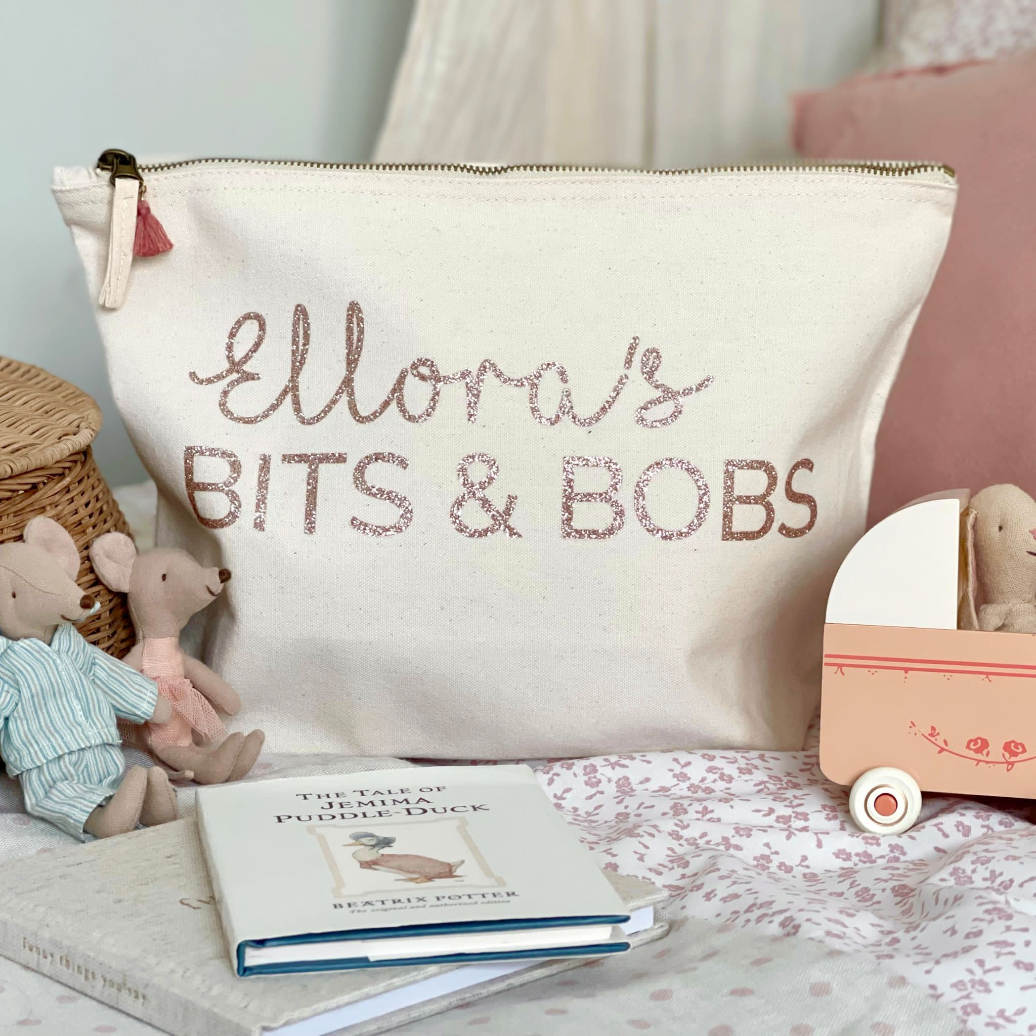 Personalised Glitter Pouch Cream