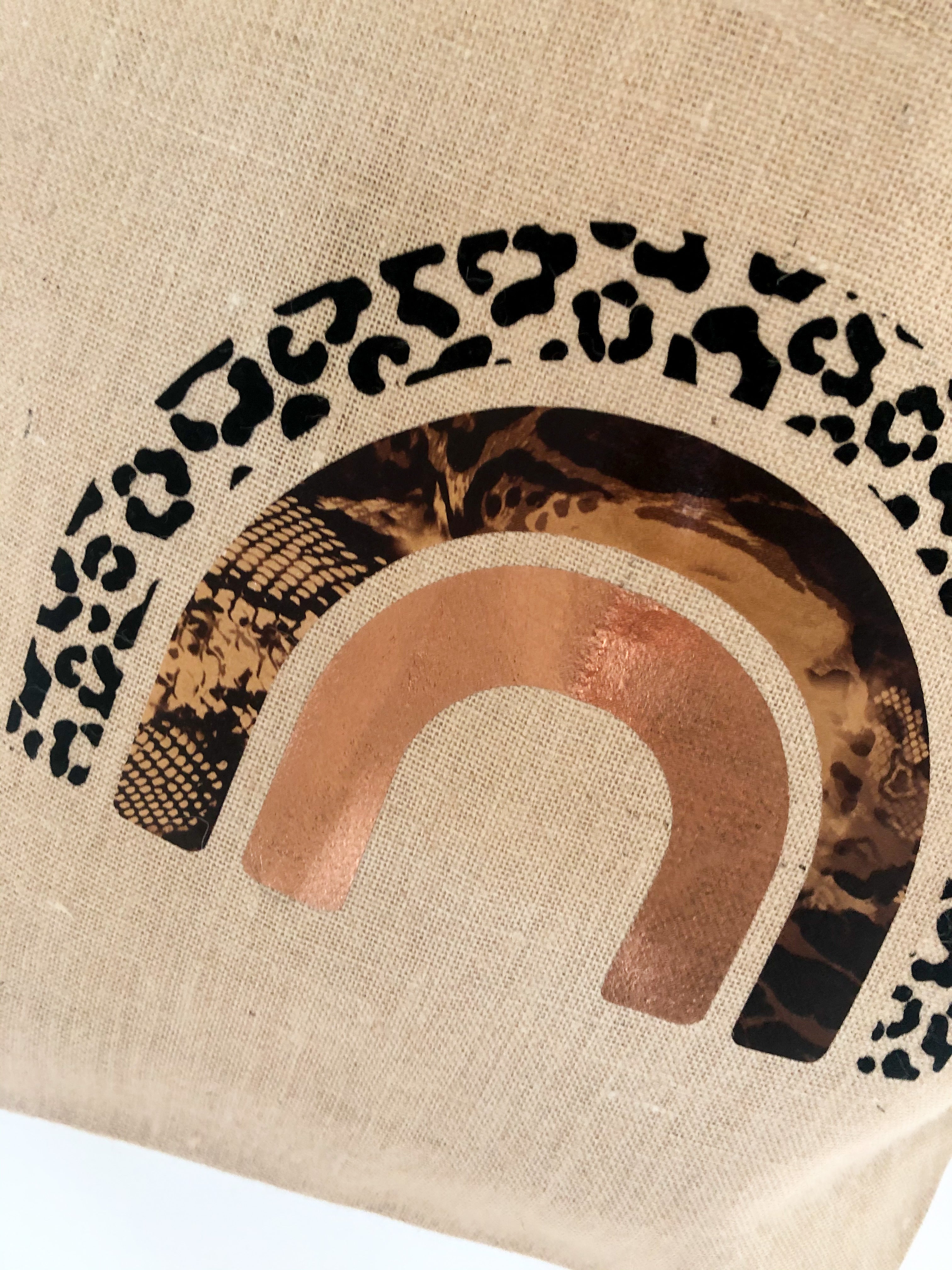 Leopard Print Rainbow Jute Shopper