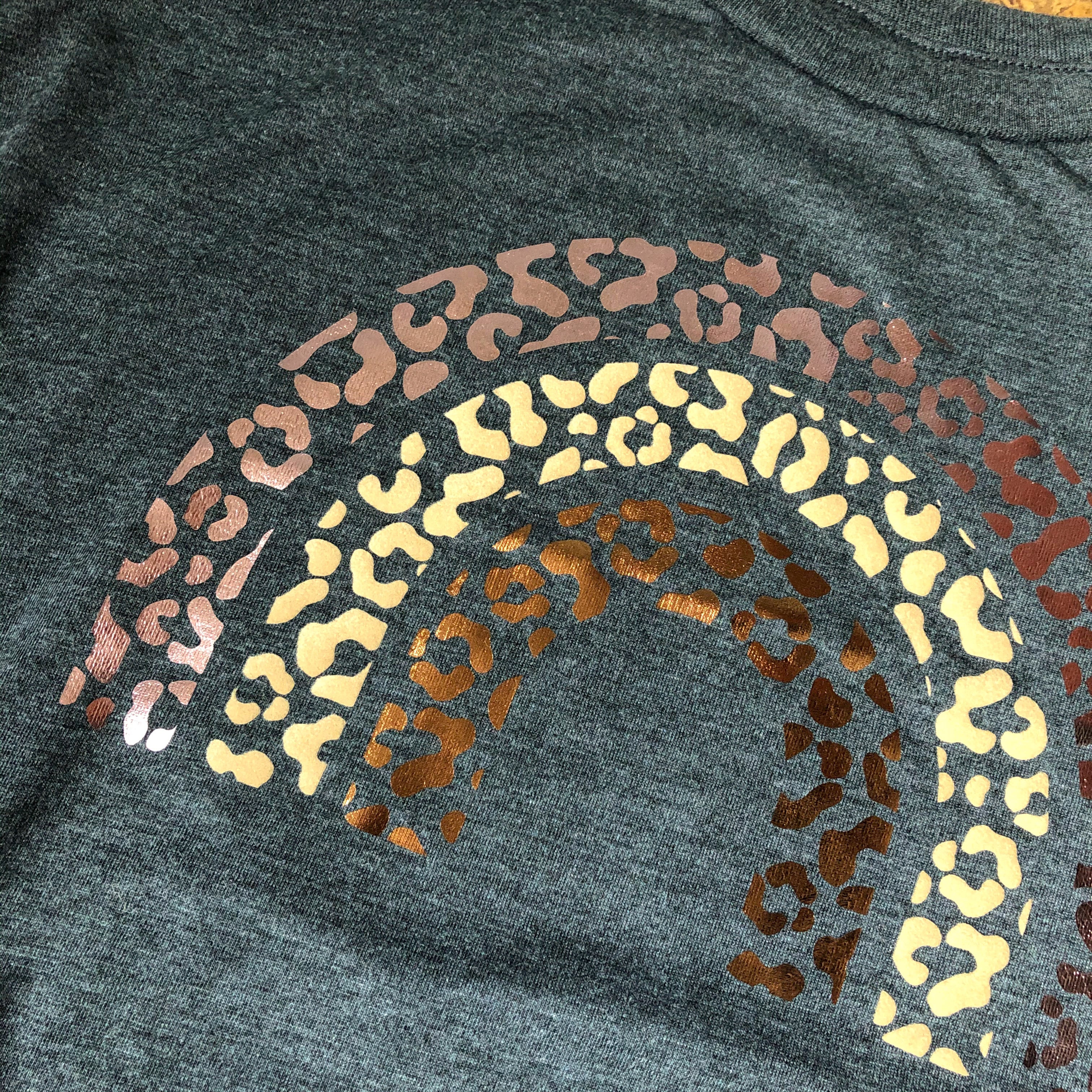 Charcoal Leopard Rainbow Ladies Muscle T-Shirt