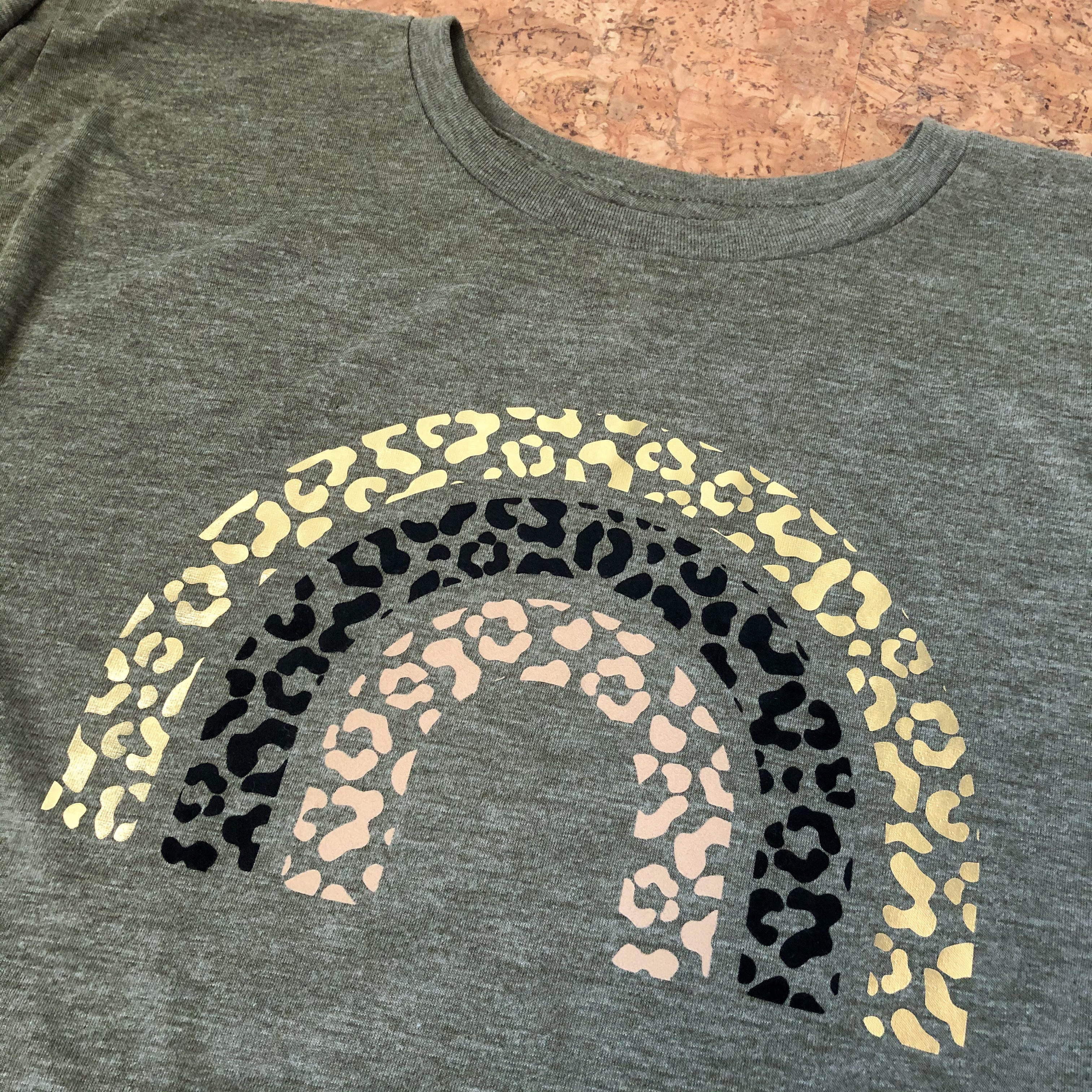 Khaki Leopard Rainbow Muscle T-Shirt