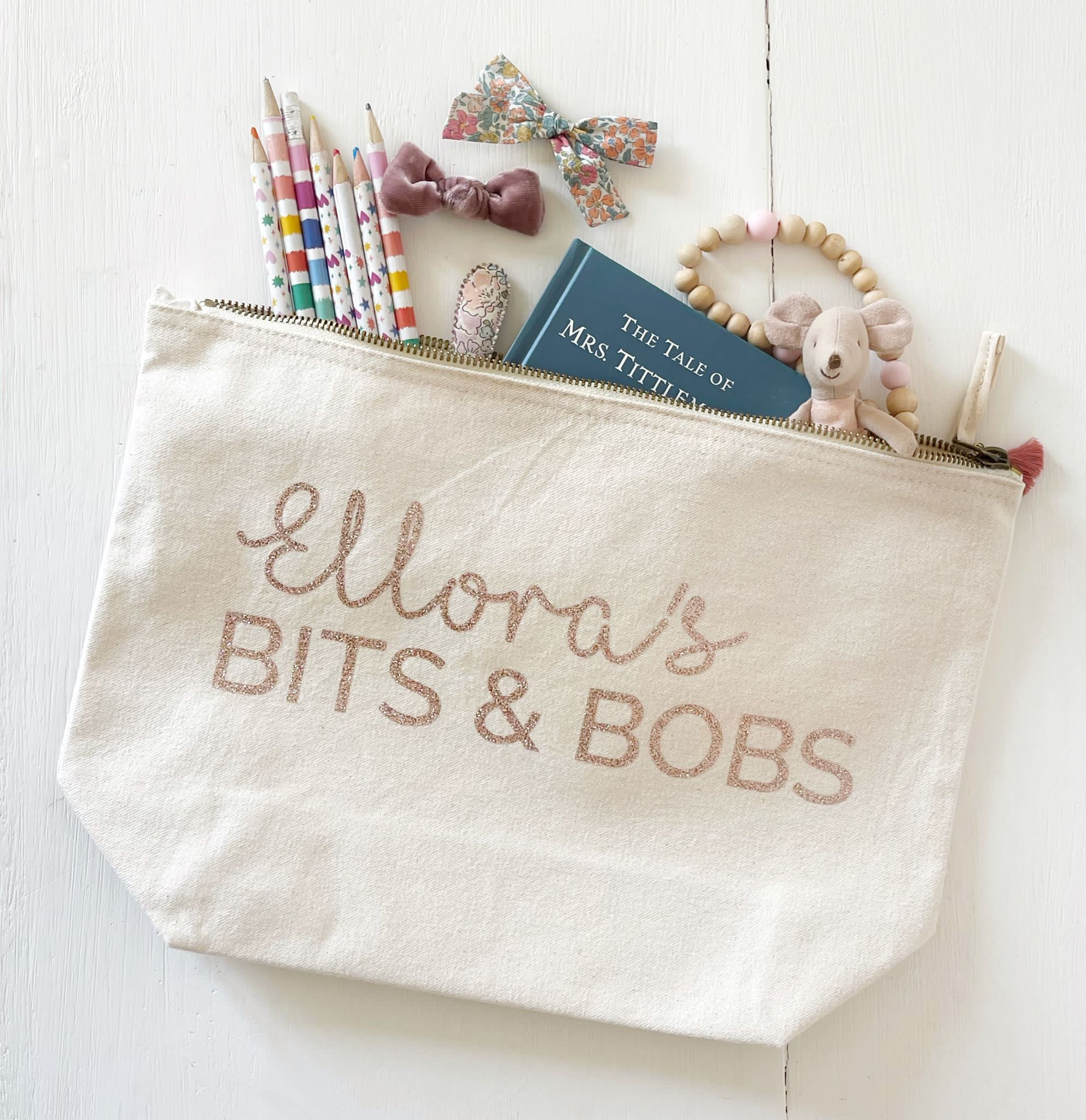 Personalised Glitter Pouch Cream