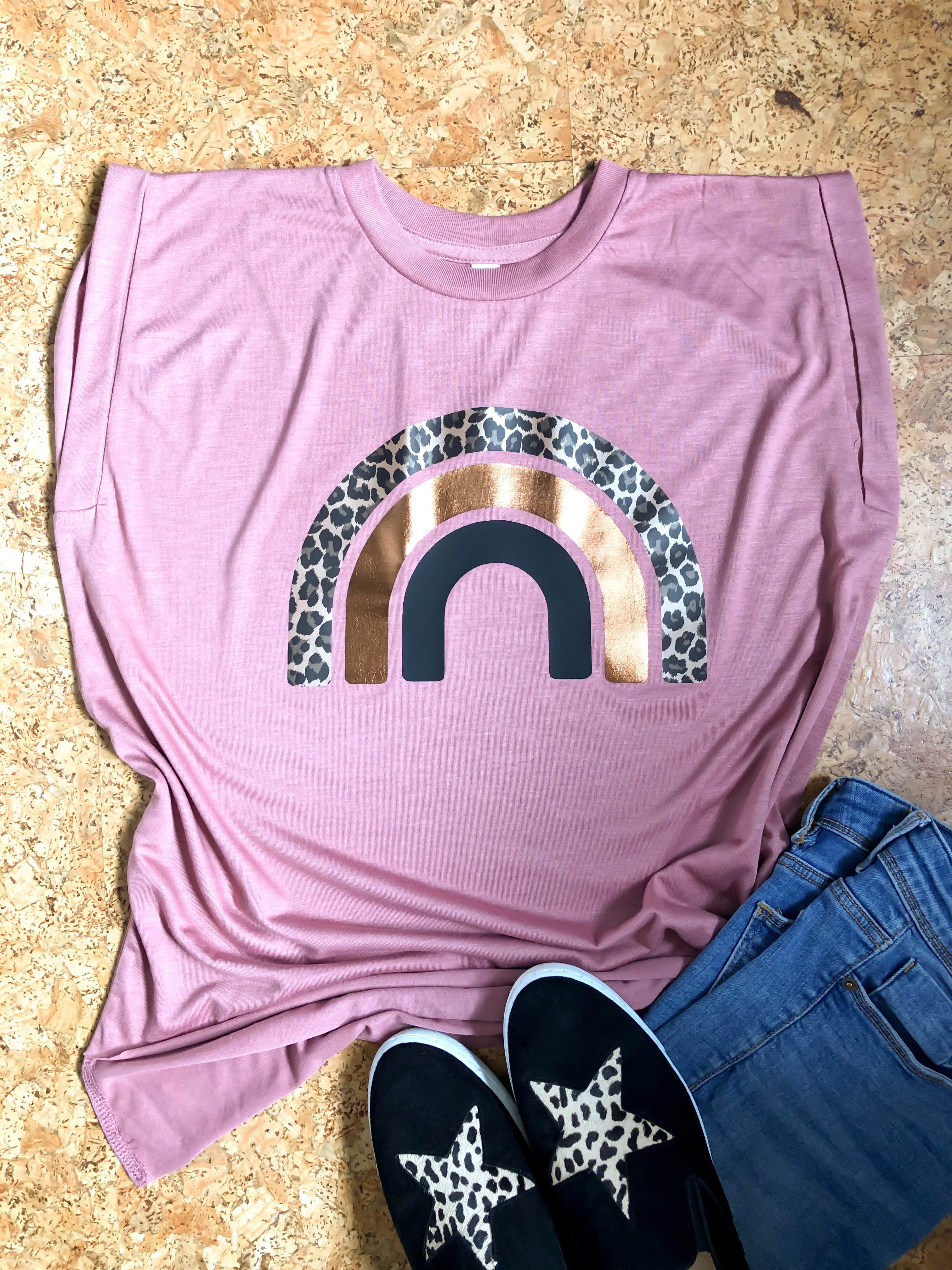 Leopard Rainbow Muscle T-Shirt