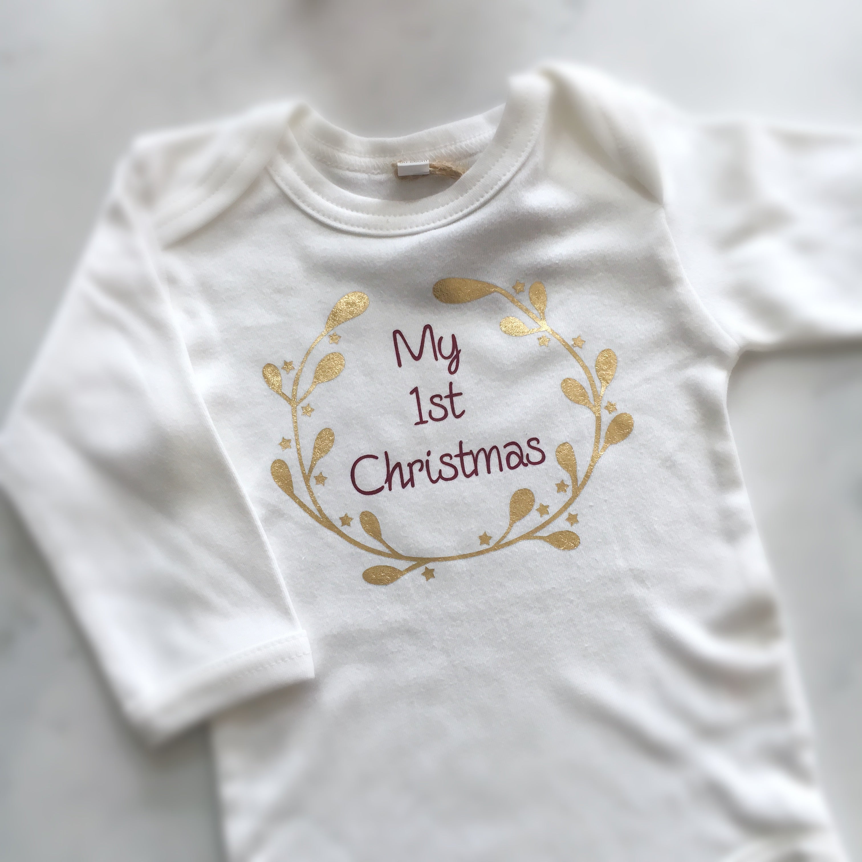 My 1st Christmas Long Sleeve Bodysuit White