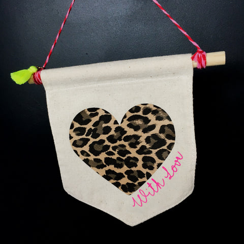 Leopard Print With Love Flag