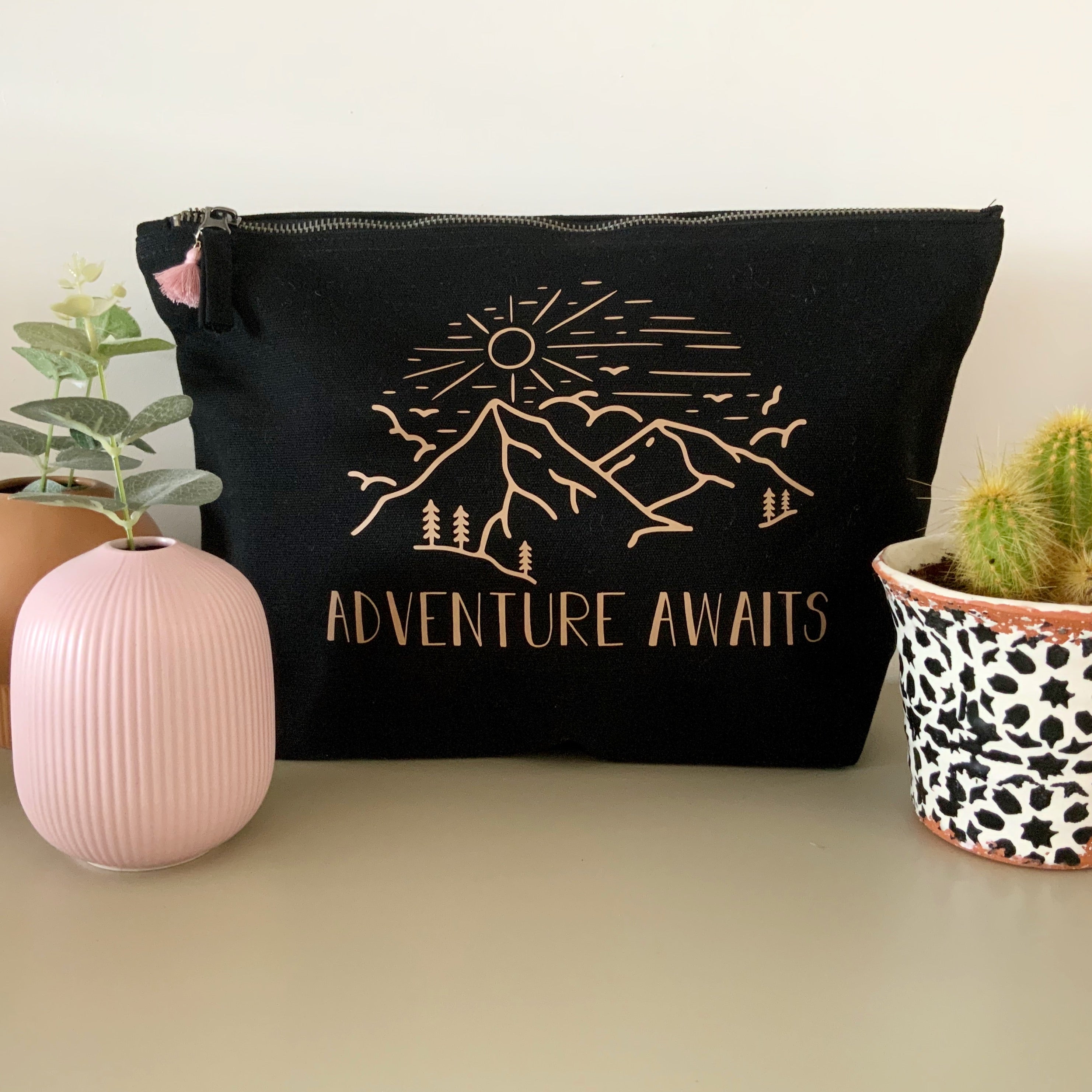 Adventure Awaits Large Pouch Black
