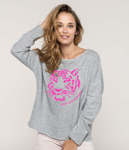 Oversized Tiger Sweater Grey