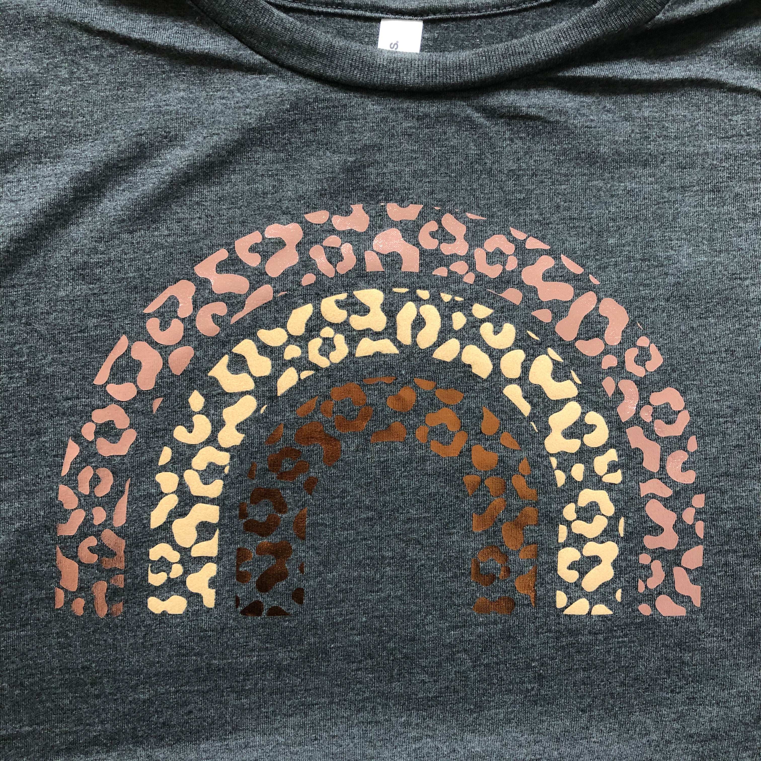 Charcoal Leopard Rainbow Ladies Muscle T-Shirt
