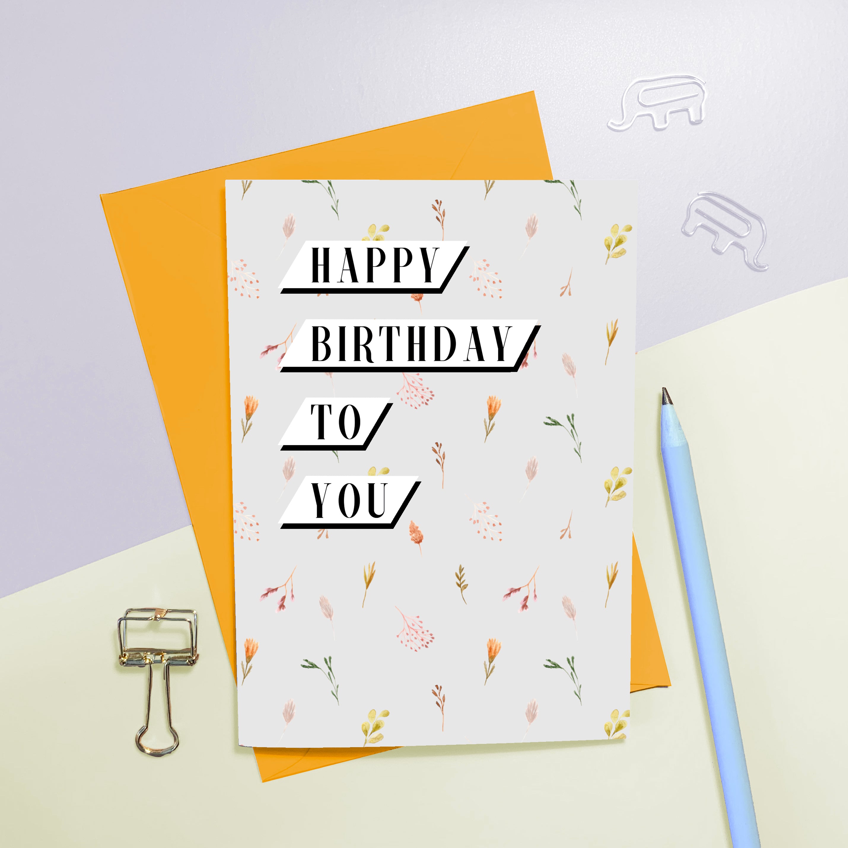 Dried Flowers Patterned Birthday Card