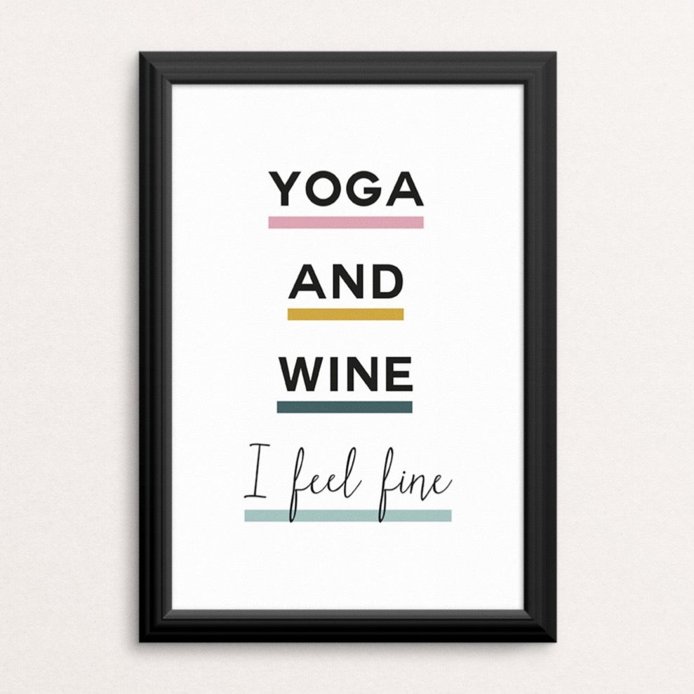 Yoga and Wine Art Print