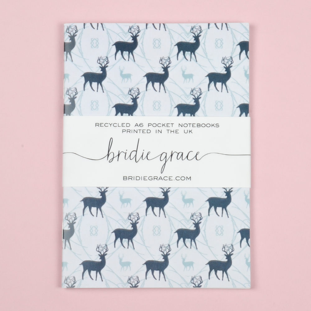 Stag Patterned A6 Notebook