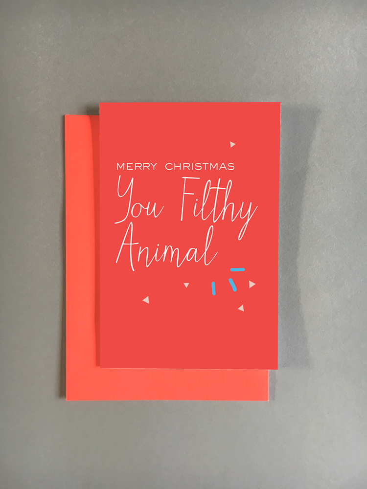 4x Filthy Animal Christmas Card